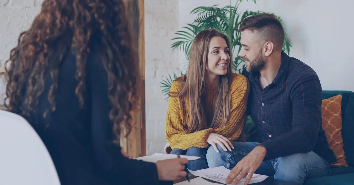 Couple consulting with a professional matchmaker to find a compatible partner